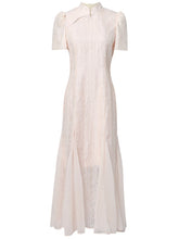 Load image into Gallery viewer, Apricot Stand Collar Mermaid Cheongsam Dress With Pearl Belt