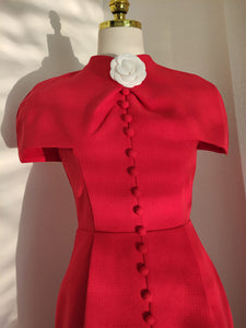 Red Flower Bodycon Party Dress