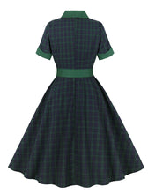 Load image into Gallery viewer, Christmas Green Plaid 1950S Cotton Vintage Dress With Belt