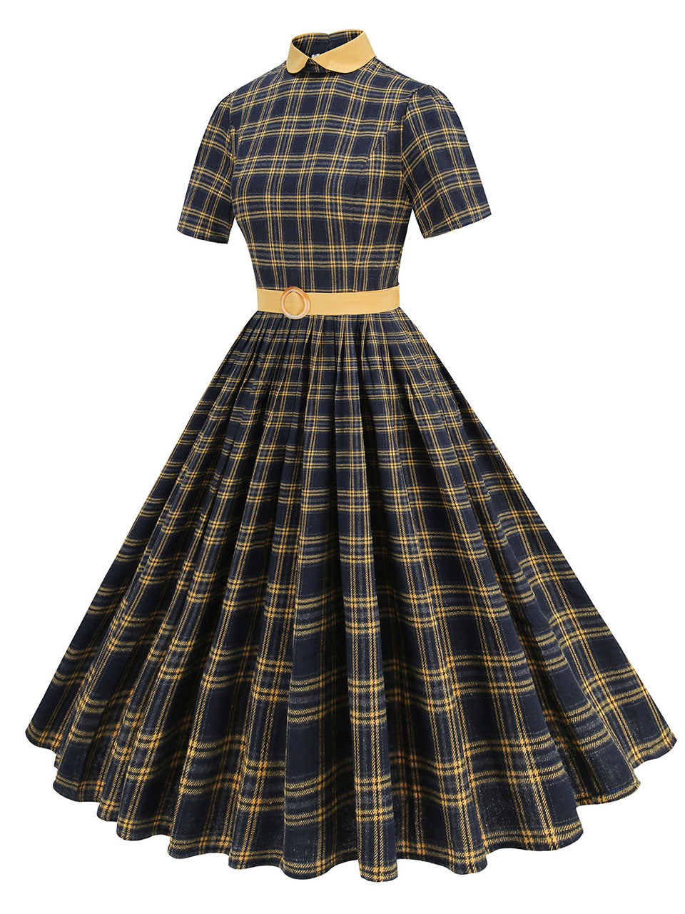 1950s Peter Pan Collar Plaid Vintage Swing Dress Jolly Vintage 1950s Peter Pan Collar Plaid Vintage Swing Dress Jolly Vintage