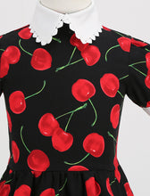 Load image into Gallery viewer, Kids Little Girls&#39; Dress Cherry Peter Pan Collar 1950S Dress With Pockets