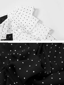 Black Polka Dots Collaret Ruffles Sleeve Mermaid Vintage Dress