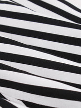 Load image into Gallery viewer, Black Peter Pan Collar Stripe 1950s Vintage Swing Dress With Pocket