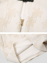 Load image into Gallery viewer, Apricot Jacquard Fabric Short Sleeve High Waist Jumpsuit