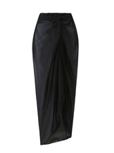 Load image into Gallery viewer, Black One Shoulder Rose Swimsuit With Bathing Suit Warp Skirt