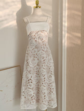 Load image into Gallery viewer, White Lace Spaghetti Strap Gown Party Dress