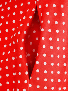 Red Polka Dots Vintage Halter Strap Backless 1950S Vintage Dress With Pockets