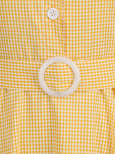 Load image into Gallery viewer, Yellow And White Plaid Daisy Claasic Collar 1950S Dress With Belt Set