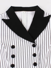 Load image into Gallery viewer, 1950S Black Stripe Turndown Collar Short Sleeve Vintage Dress
