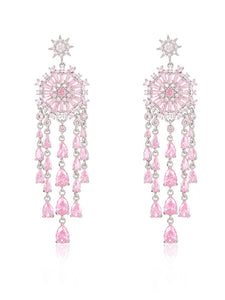 Luxury Solar Zircon Tassel Artifact Earrings