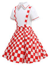 Load image into Gallery viewer, Kids Little Girls&#39; Dress Checkerboard Peter Pan Collar 1950S Suspender Dress