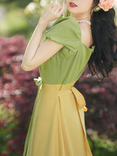 Load image into Gallery viewer, Yellow V Neck Puff Sleeve 1950S Vintage Dress