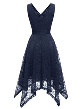 Load image into Gallery viewer, Autumn Lace V Neck Sleeveless Irregular Hem 50s Party Dress