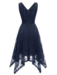 Autumn Lace V Neck Sleeveless Irregular Hem 50s Party Dress