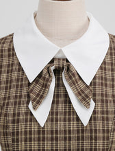 Load image into Gallery viewer, Big BowKnot Brown Plaid 3/4 Sleeve 1950S Vintage Dress Inspired By Mrs. Maisel