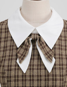 Big BowKnot Brown Plaid 3/4 Sleeve 1950S Vintage Dress Inspired By Mrs. Maisel