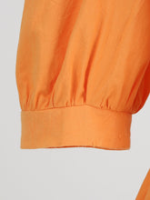Load image into Gallery viewer, Orange Square Collar Puff Sleeve 1950S Cotton Dress