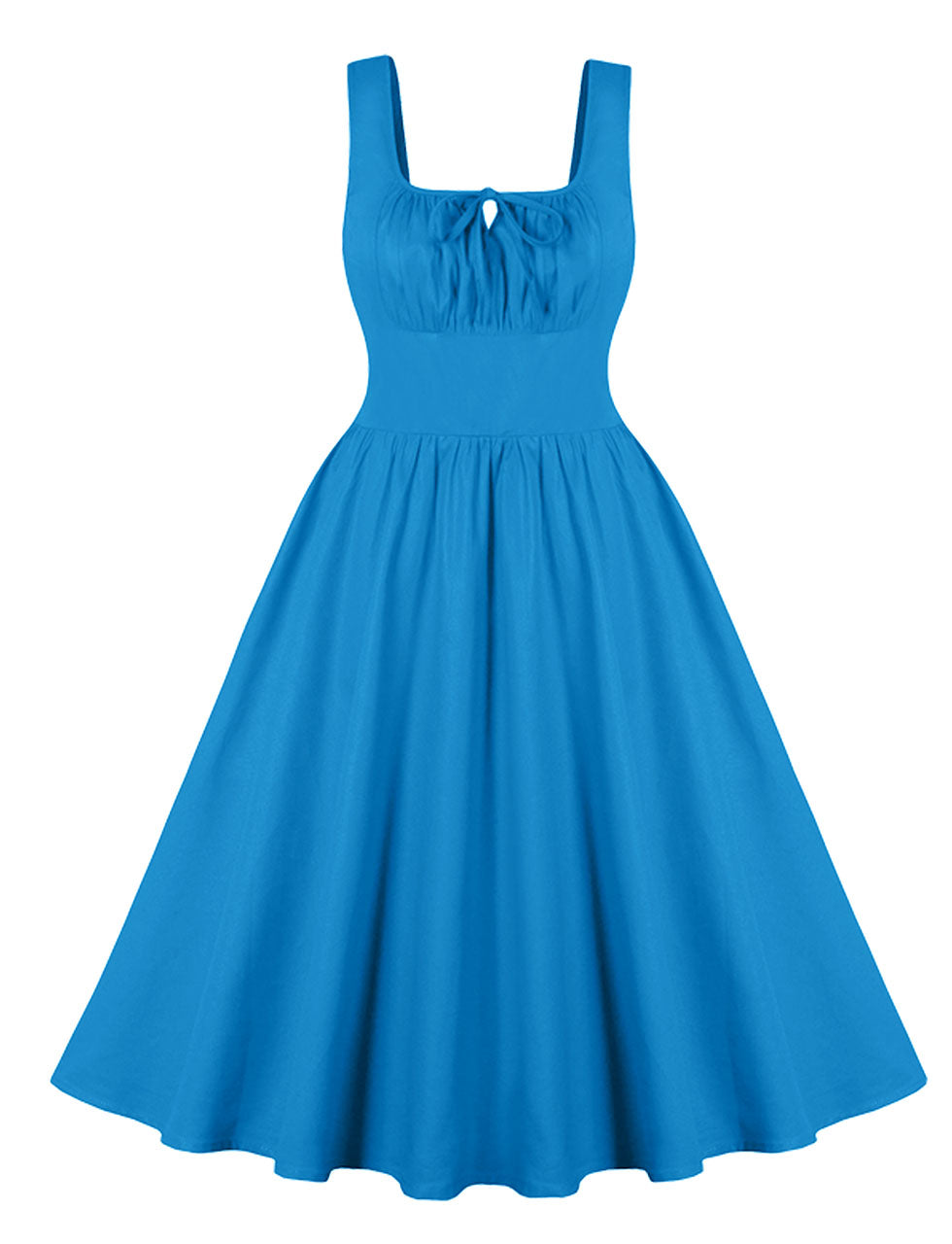Zapaka Women Blue Square Neck 1950s Dress A-Line Midi Vintage Dress, Blue / S Zapaka Women Blue Square Neck 1950s Dress A-Line Midi Vintage Dress, Blue / S