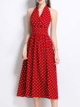 Load image into Gallery viewer, 1950S Hepburn Style Outfits Polka Dots Halter Swing Dress