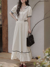 Load image into Gallery viewer, White Sailor Style Top and Skirt Set 2 Piece Matching Outfit for Women