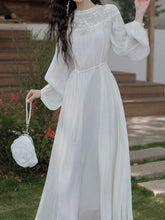Load image into Gallery viewer, Vintage White Lace Fringe Flowing Boho Wedding Maxi Dress