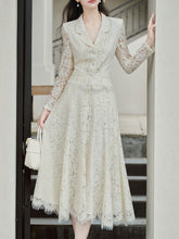 Load image into Gallery viewer, 1950S White Lace Blazer and Swing Skirt Vintage Suit