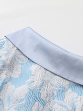 Load image into Gallery viewer, Baby Blue Luxury 3D Floral Brocade One Shoulder Cap Sleeve Vintage Party Gown
