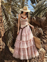 Load image into Gallery viewer, Pink Bohemian Polka Dots Camisole Top and Maxi Skirt Set
