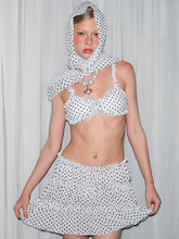 Load image into Gallery viewer, Coquette White Polka Dot Bikini 4 Piece Set with Matching Headscarf