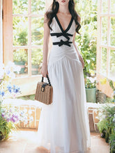 Load image into Gallery viewer, White Halter Neck Backless Vintage Dress