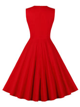 Load image into Gallery viewer, Christmas Red Plaid Square Neck 1950S Vintage Dress