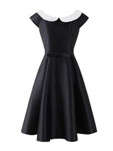 Load image into Gallery viewer, Peter Pan Collar Vintage Cap Sleeve Little Black Dress
