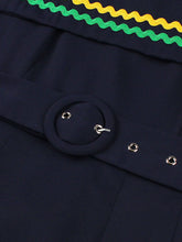 Load image into Gallery viewer, Navy Square Collar 1950s Swing Dress