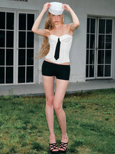 Load image into Gallery viewer, Navycore Sailor Collar Corset Bikini Set with Tie Two Piece Swimsuit