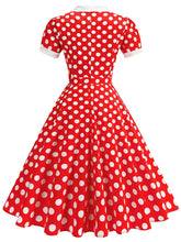 Load image into Gallery viewer, Red Polka Dots Short Sleeve 1950s Vintage Dress