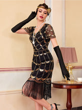 Load image into Gallery viewer, Women's 1920s Flapper Dress Gatsby Costume Sequined Fringed Cocktail Party Dress