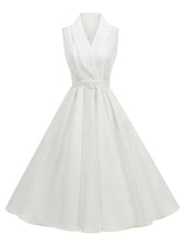 Load image into Gallery viewer, 1950s Vintage Audrey Hepburn Style White Swing Dress with Pockets