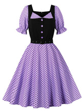 Load image into Gallery viewer, Audrey Hepburn Style Polka Dots 1950s Puff Sleeve Vintage Dress