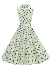 Load image into Gallery viewer, 1950s Vintage Audrey Hepburn Style Green Polka Dots Swing Dress with Pockets