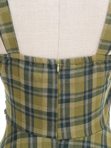 Clueless Inspired Yellow V Neck Plaid Vintage Dress