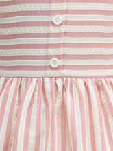 Load image into Gallery viewer, Vintage 1950s Little Girls Pink Stripe Dress with Peter Pan Collar