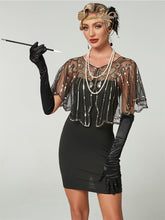 Load image into Gallery viewer, Women's 1920s Sequined Flapper Cape Gatsby Costume Mesh Shawl Wraps for Evening Dress
