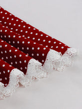 Load image into Gallery viewer, Vintage Lace Red V Neck Polka Dots 1950s Swing Dress