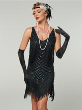 Load image into Gallery viewer, Women's 1920s Flapper Dress Gatsby Costume Red Sequined Tiered Fringe Party Dress