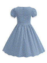 Load image into Gallery viewer, Kids Little Girls' Dress Square Neck Polka Dots Puff Sleeve Cotton 1950S Vintage Dress