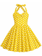 Load image into Gallery viewer, Kids Little Girls' Dress Bow Halter Polka Dots Sleeveless Cotton 1950S Vintage Dress