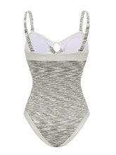 Load image into Gallery viewer, 2PS Grey Retro One Piece Swimsuit with Cropped Jacket Set