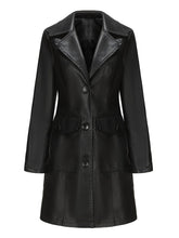 Load image into Gallery viewer, Vintage 90s Women's Burgundy Red Faux Leather Trench Long Pu Coat with Pockets