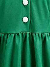 Load image into Gallery viewer, 1950s Vintage Christmas Green Peter Pan Collar Swing Dress