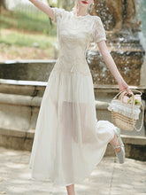 Load image into Gallery viewer, Cream Vintage Victorian Lace Maxi Dress